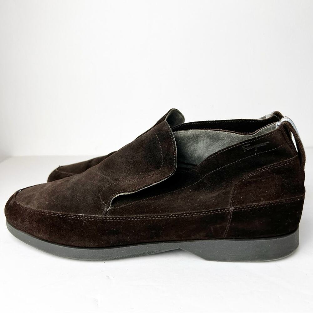 SZ 11.5 SL Salvatore Ferragamo Brown Suede Ankle Loafer Boots Designer Vintage